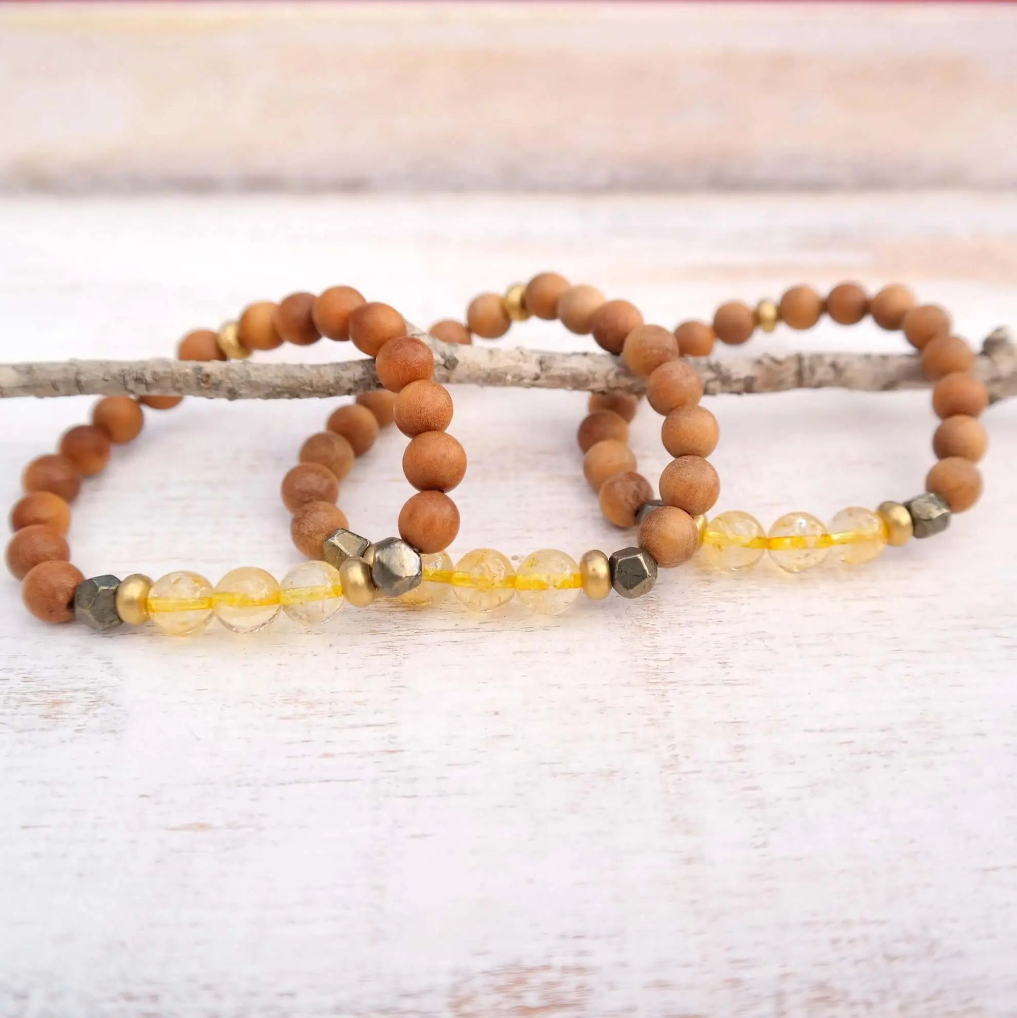 Citrine Bracelet with Sandalwood - Manifestation Bracelet - Gypsy Soul Jewellery