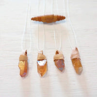 Sun Aura Quartz Point Necklace With Leather - Gypsy Soul Jewellery