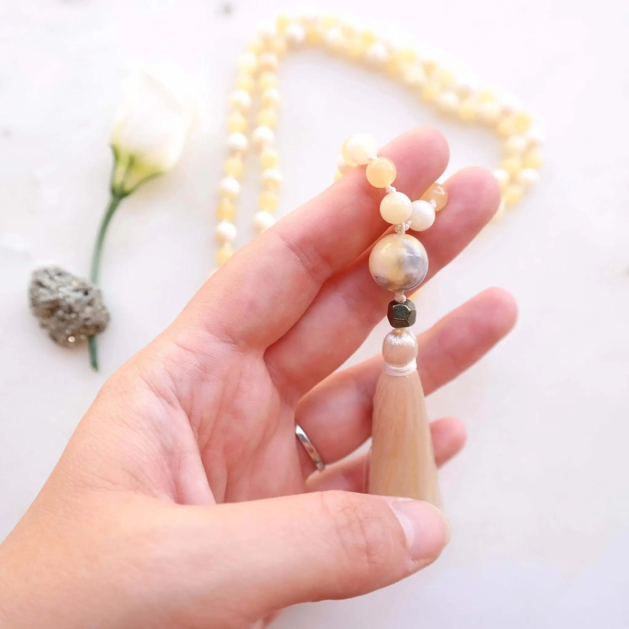 Yellow Jade Mala Beads - Joy Mala Necklace - Gypsy Soul Jewellery