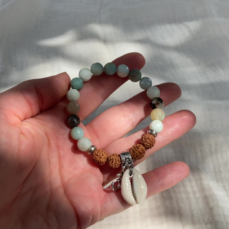 Amazonite Bracelet with Cowrie Shell - Life Bracelet