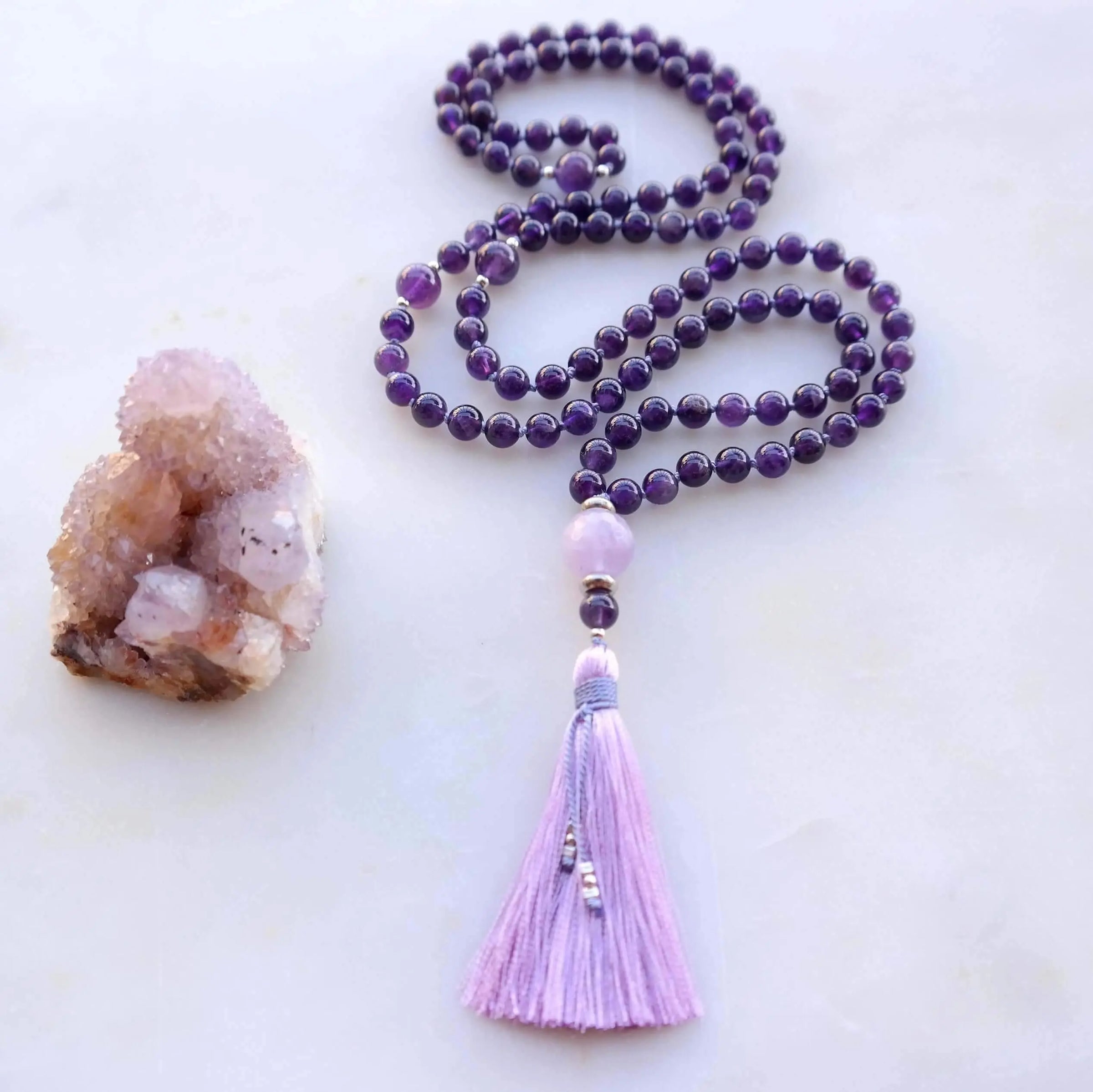 Amethyst Mala Necklace - Protection Mala Beads