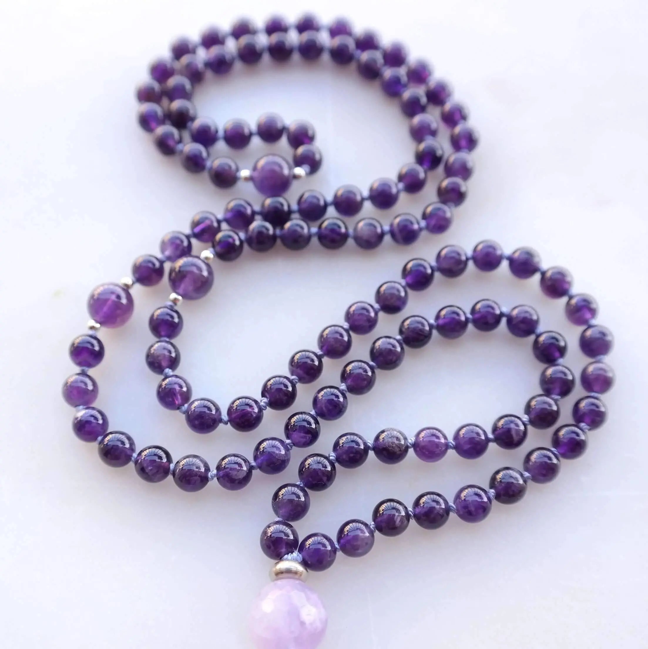 Amethyst Mala Necklace - Protection Mala Beads