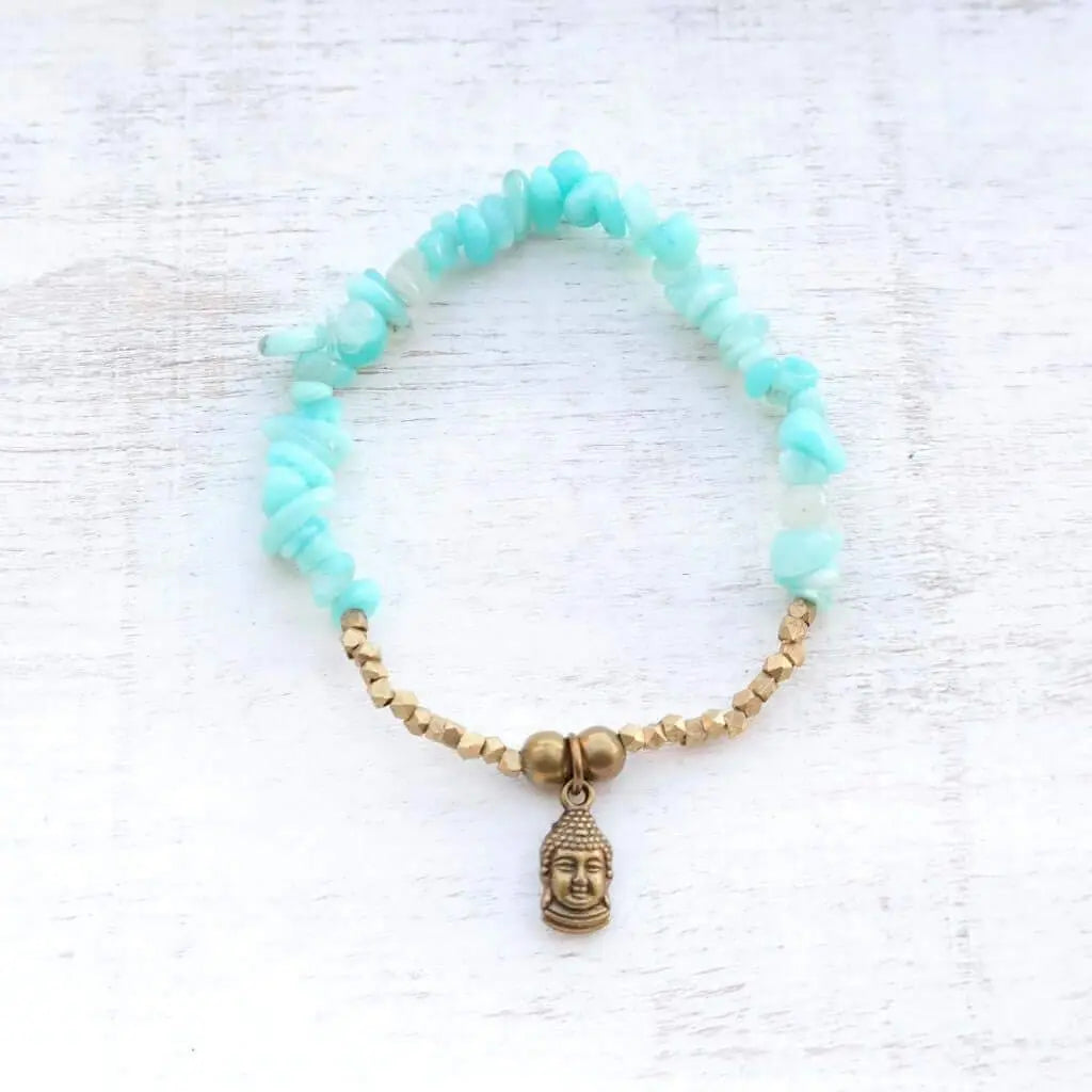 Amazonite Bracelet with Buddha Charm - Gypsy Soul Jewellery