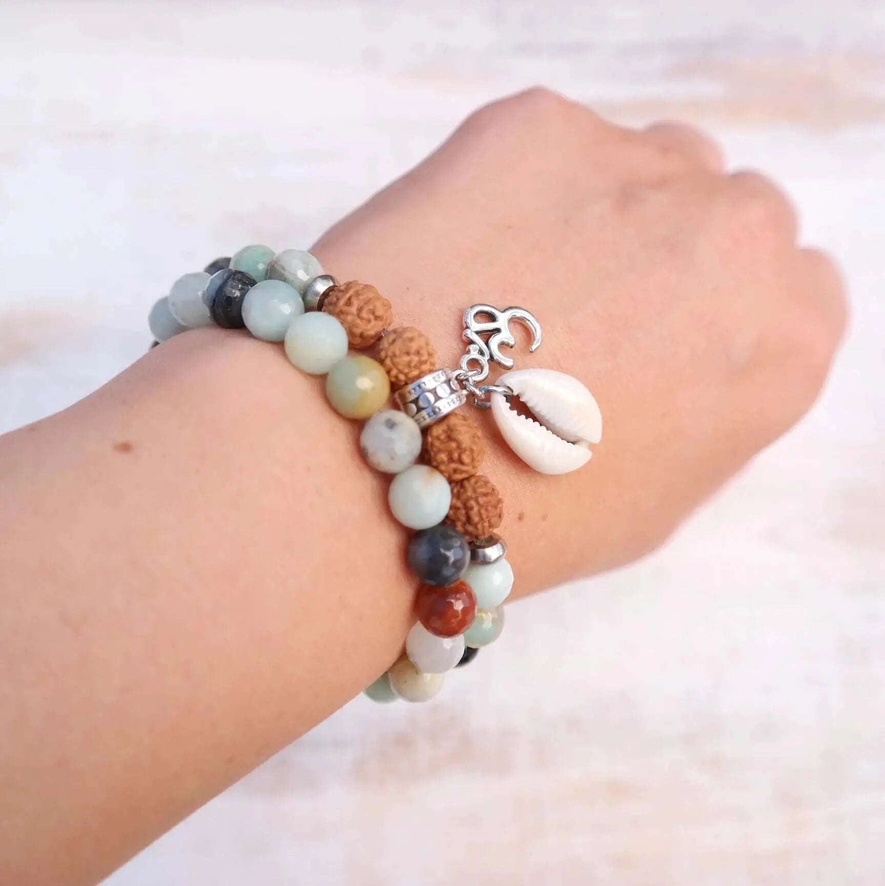 Amazonite Bracelet with Cowrie Shell - Life Bracelet - Gypsy Soul Jewellery