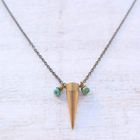 Antique Gold Pendulum Necklace with Turquoise Beads - Gypsy Soul Jewellery