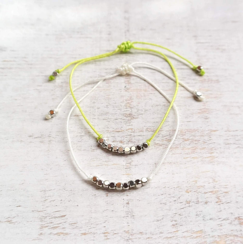 Beach Bracelets with Silver Cube Beads - Gypsy Soul Jewellery