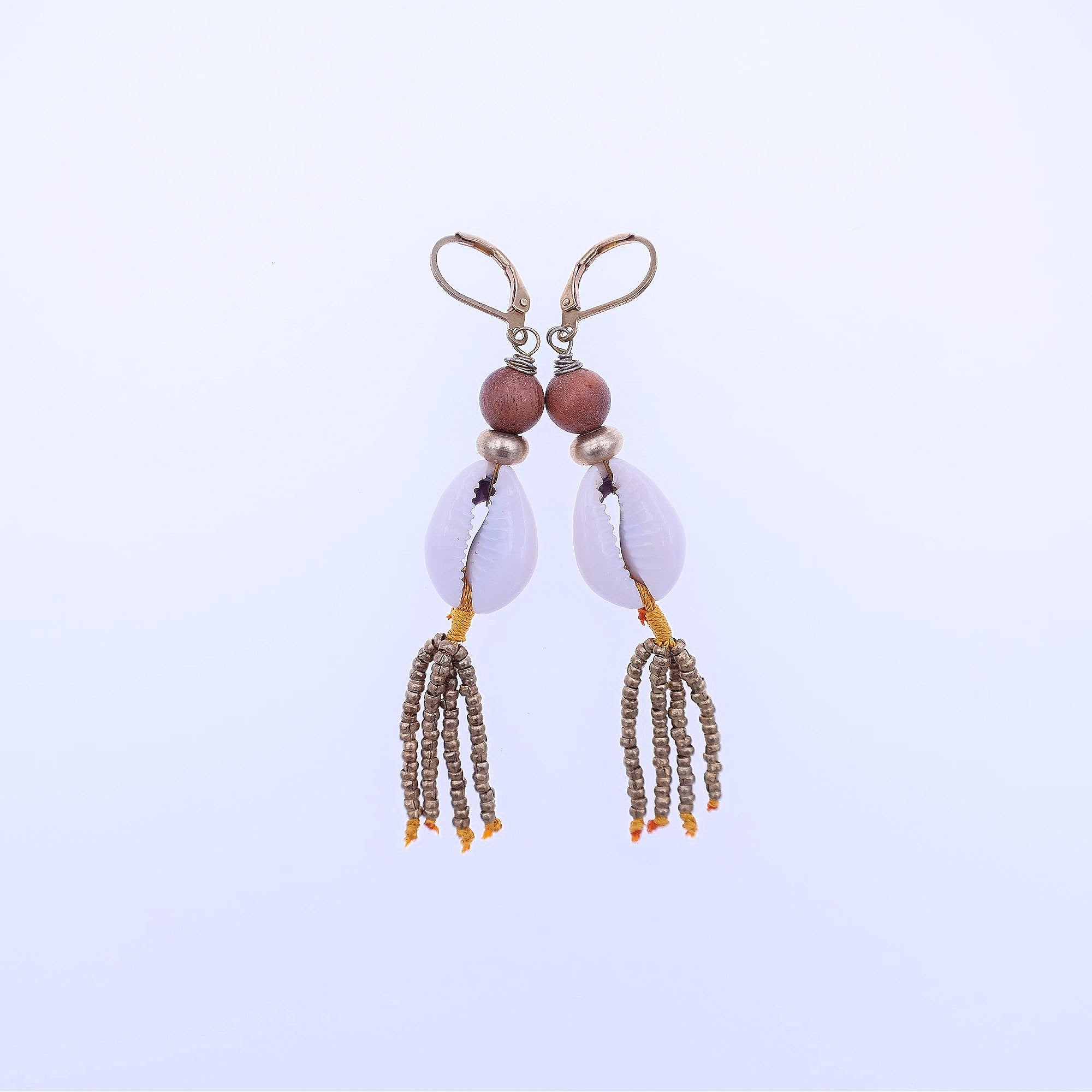 Boho Cowrie Shell Tassel Earrings - Feminine Serenity - Gypsy Soul Jewellery
