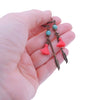 Coral Red Chain Earrings with Amazonite - Gypsy Soul Jewellery