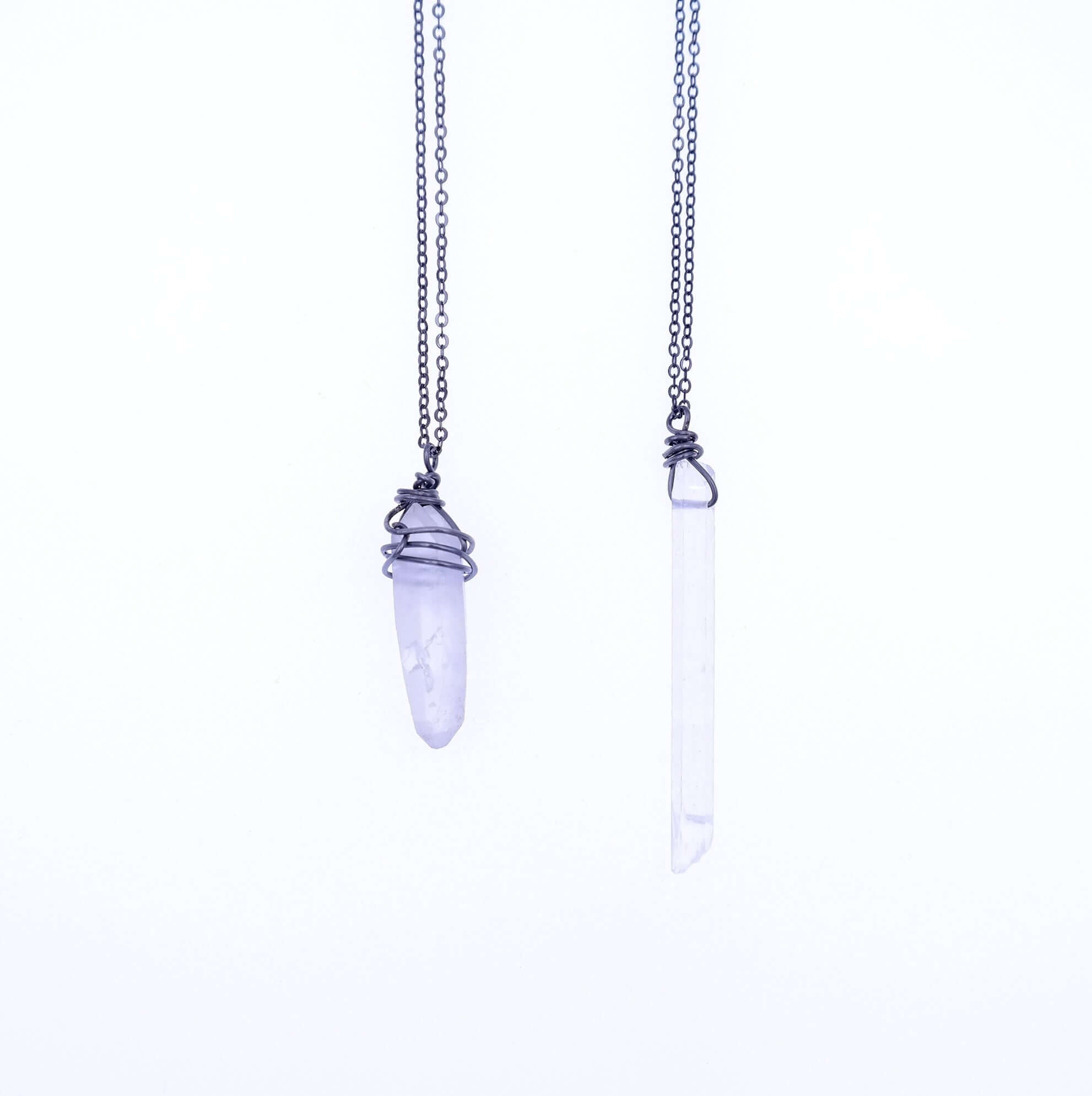 Crystal Quartz Point Necklace - antique silver - Gypsy Soul Jewellery