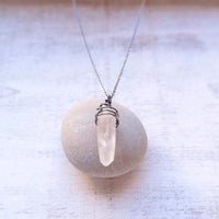Crystal Quartz Point Necklace - antique silver - Gypsy Soul Jewellery