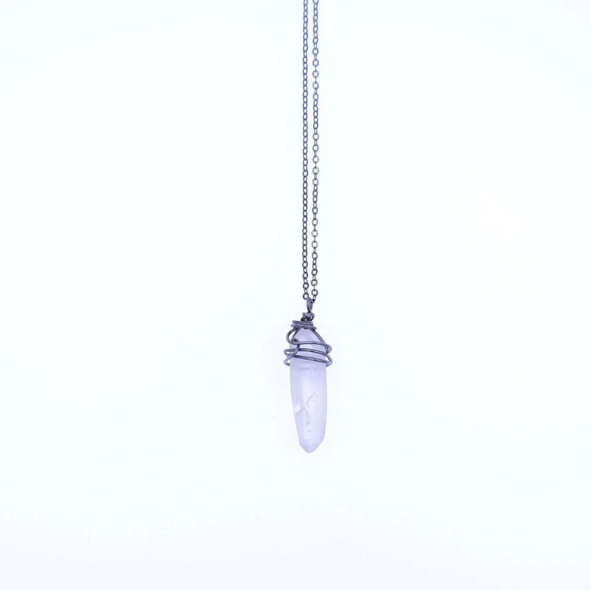 Crystal Quartz Point Necklace - antique silver - Gypsy Soul Jewellery