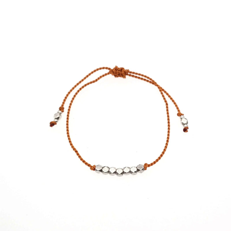 Dainty Silk Cord Bracelet with Silver Beads - Gypsy Soul Jewellery