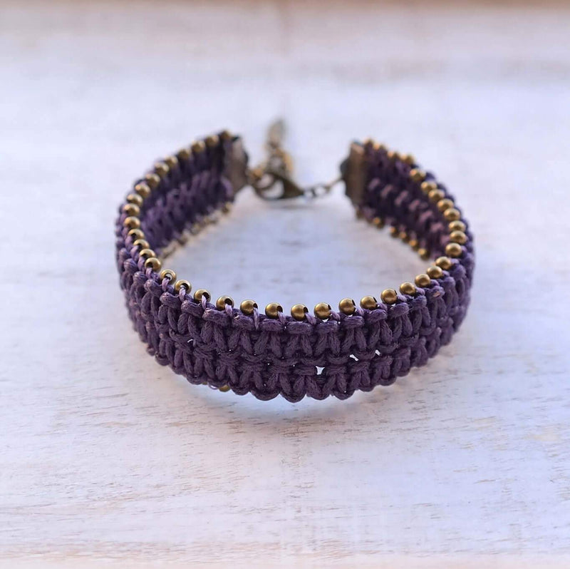 Embroidered Macrame Bracelet with Beads - Gypsy Soul Jewellery