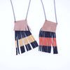 Geometric Leather Fringe Necklace - Coral Red / Nude - Gypsy Soul Jewellery
