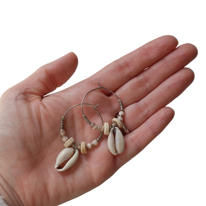 Goddess Cowrie Shell Hoop Earrings - Gypsy Soul Jewellery