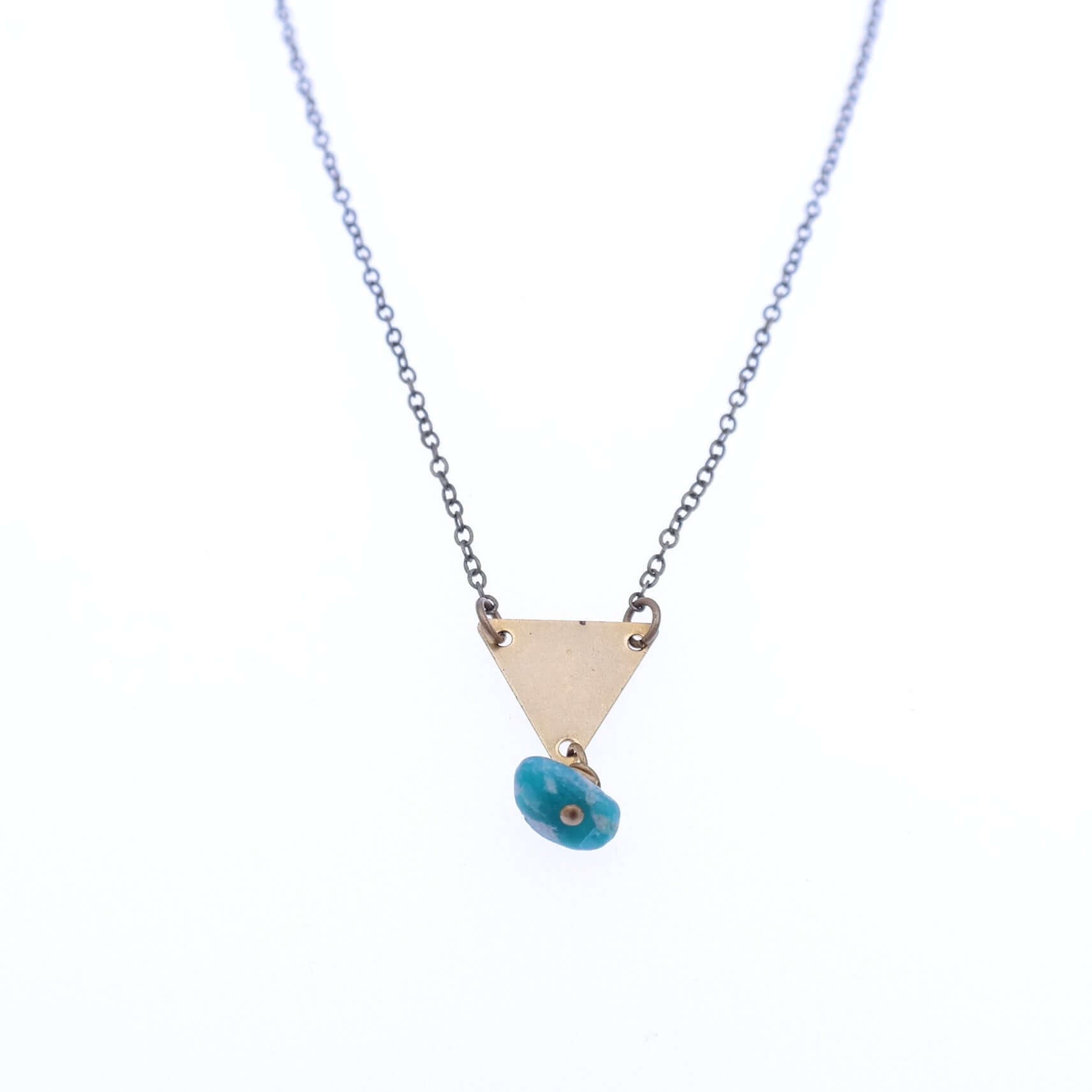 Gold Geometric Triangle Charm Necklace with Turquoise - Gypsy Soul Jewellery