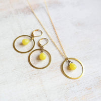 Gold Hoop Earrings with Yellow Jade - Gypsy Soul Jewellery