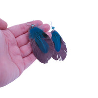 Leather and Feather Earrings with Turquoise - Gypsy Soul Jewellery