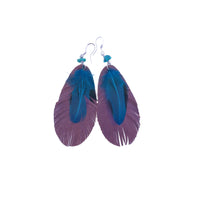 Leather and Feather Earrings with Turquoise - Gypsy Soul Jewellery
