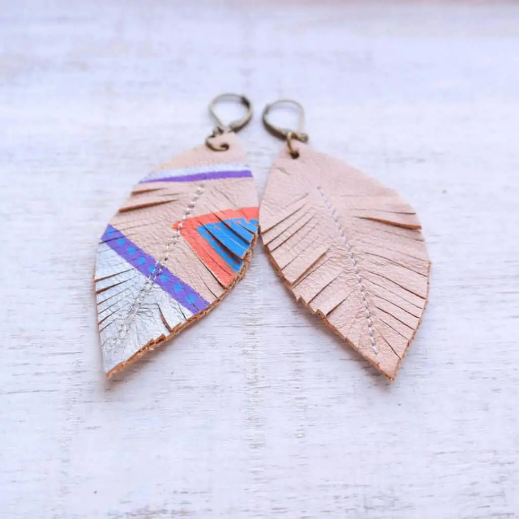 Leather Feather Earrings - Gypsy Soul Jewellery