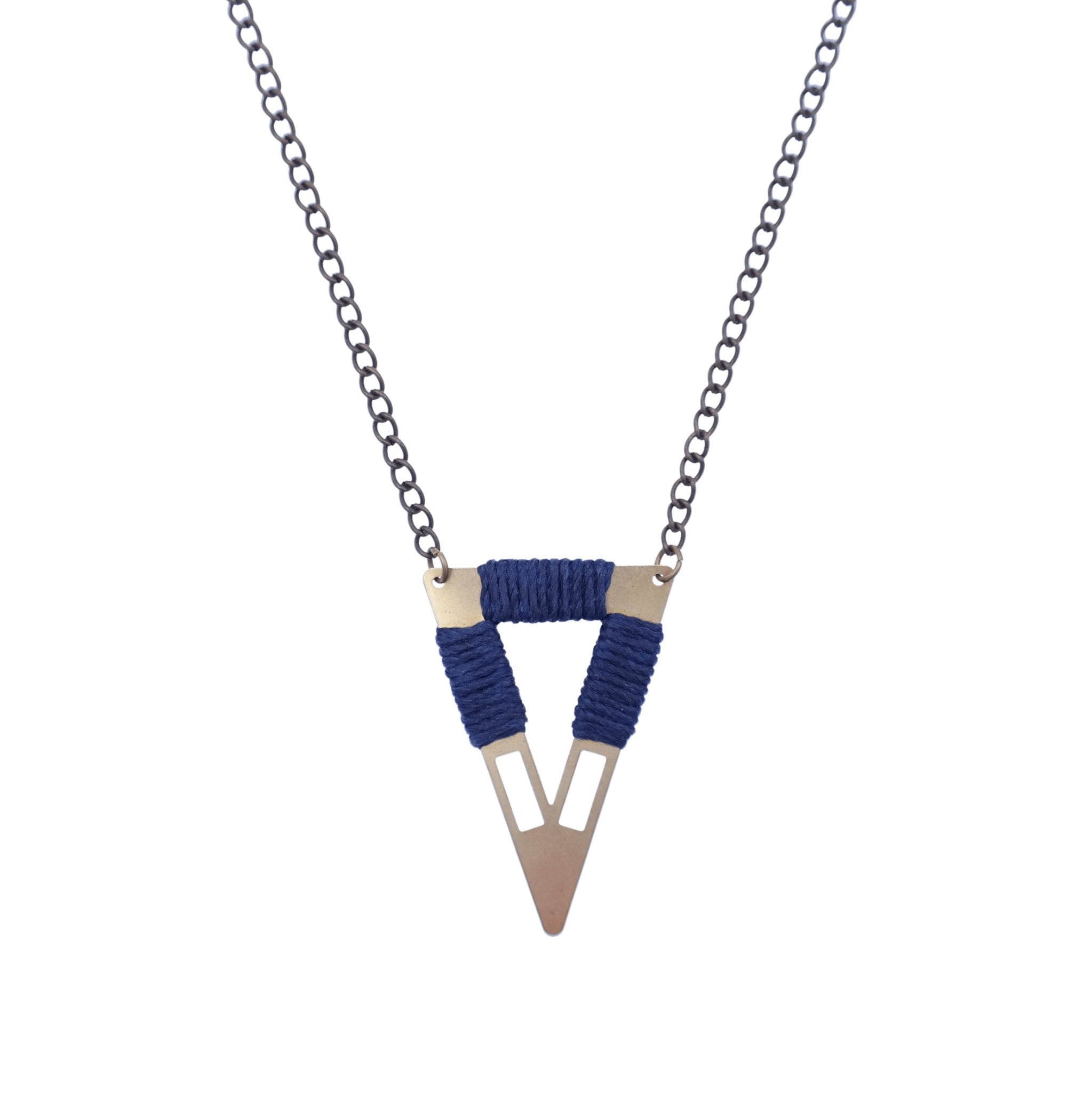 Long Boho Triangle Necklace Midnight Blue - Gypsy Soul Jewellery