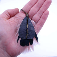 Long Feather And Leather Necklace - Flamingo Necklace - Gypsy Soul Jewellery