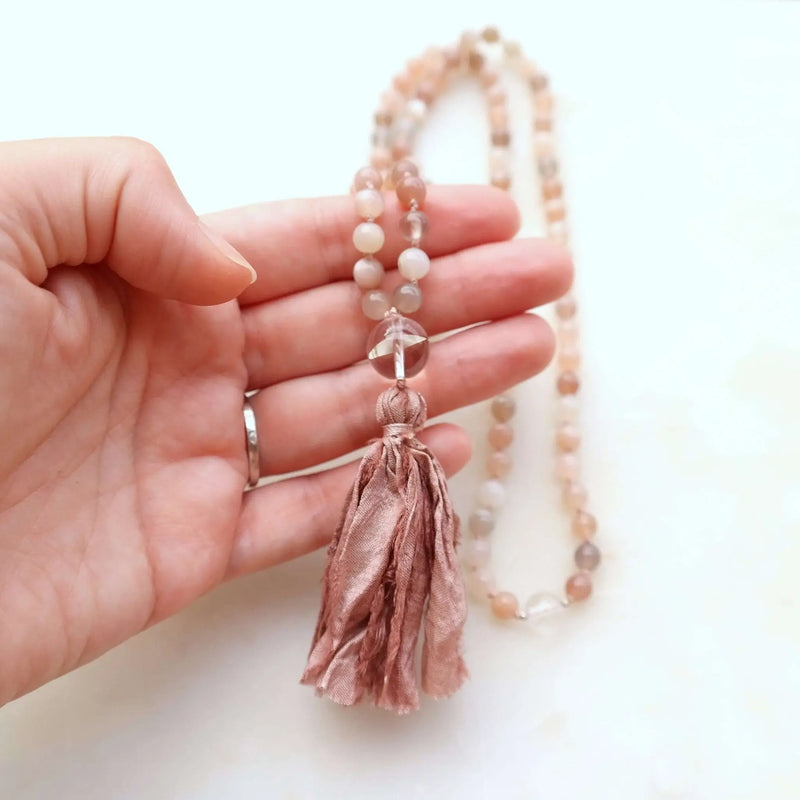 Moonstone Mala Beads - Femininity Mala Necklace - Gypsy Soul Jewellery