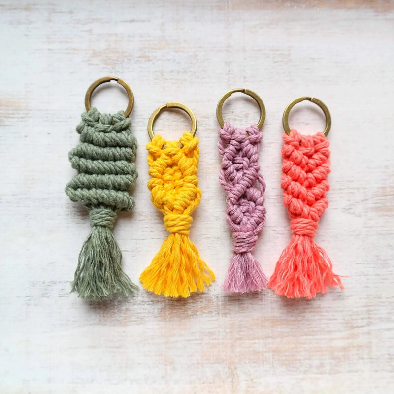 Rainbow Macrame Keychain