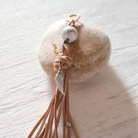 Rose Gold Leather Bag Pendant with Howlite - Gypsy Soul Jewellery