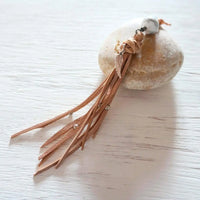 Rose Gold Leather Bag Pendant with Howlite - Gypsy Soul Jewellery