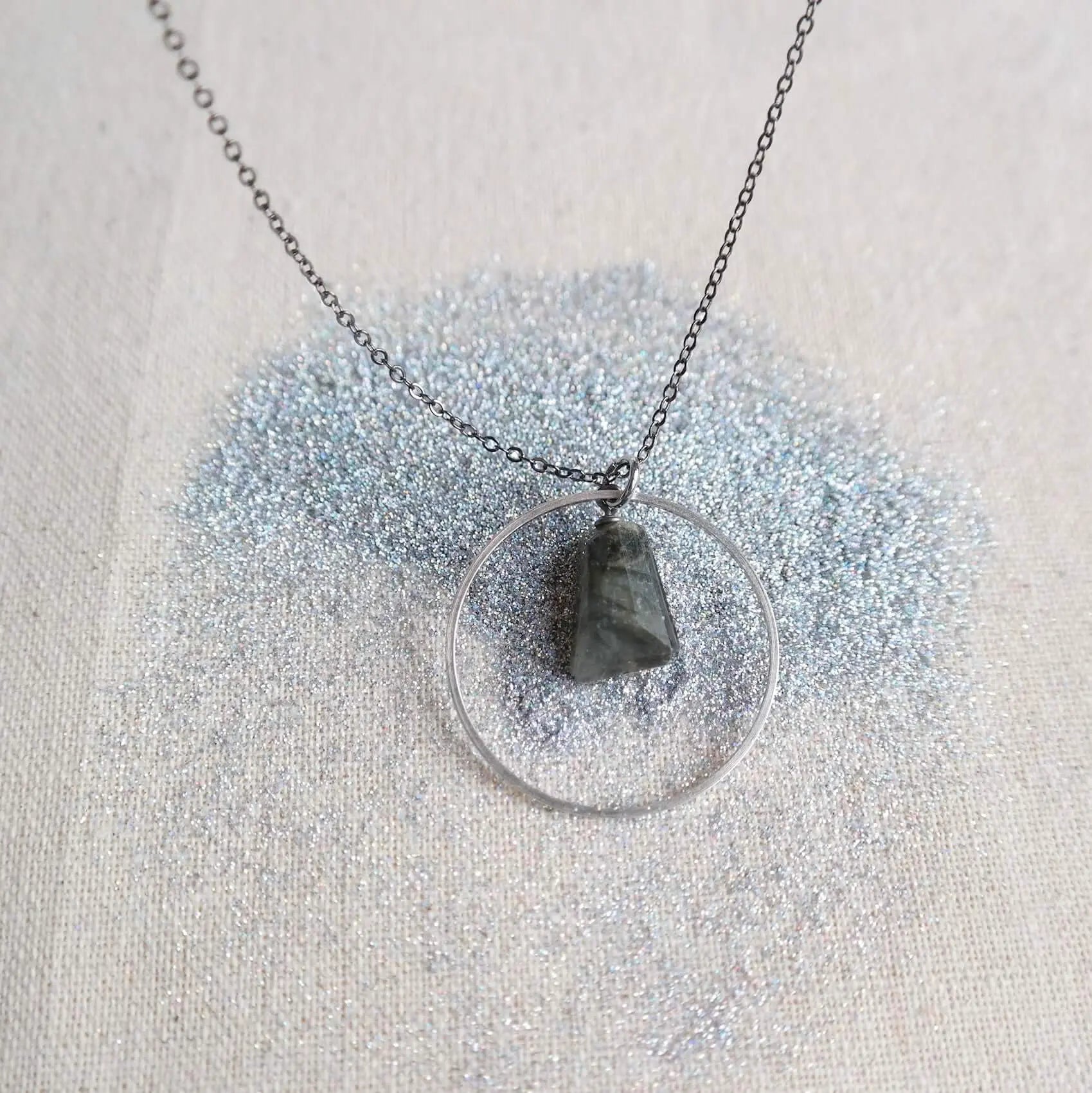 Silver Circle Necklace with Labradorite - Gypsy Soul Jewellery