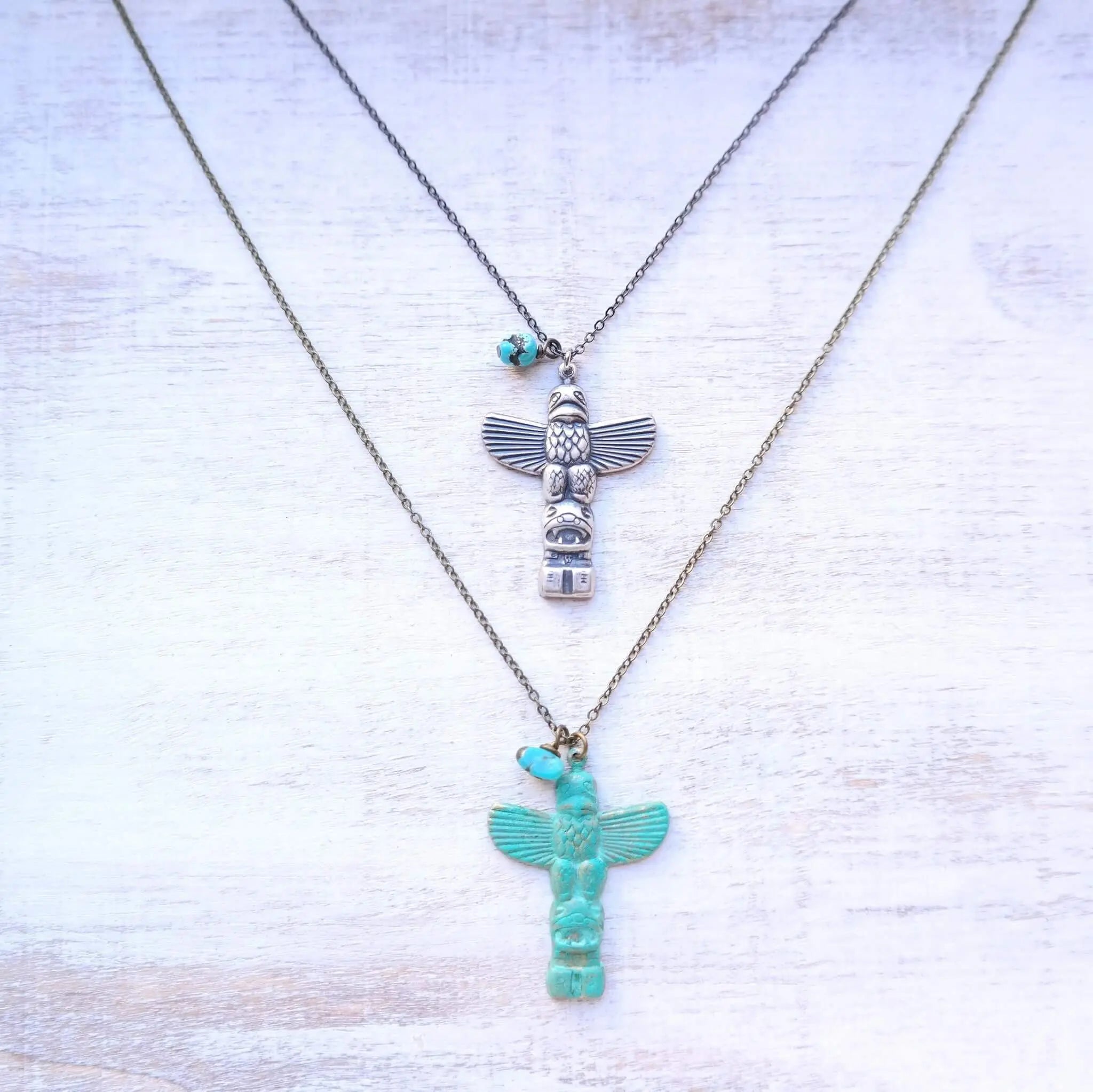 Totem Pole Necklace with Turquoise - Gypsy Soul Jewellery